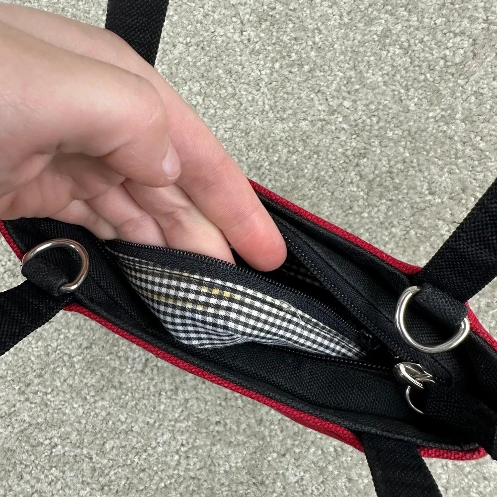 Kate Spade Vintage Canvas Striped Sam Mini Tote Crossbody Bag Multi Color Red